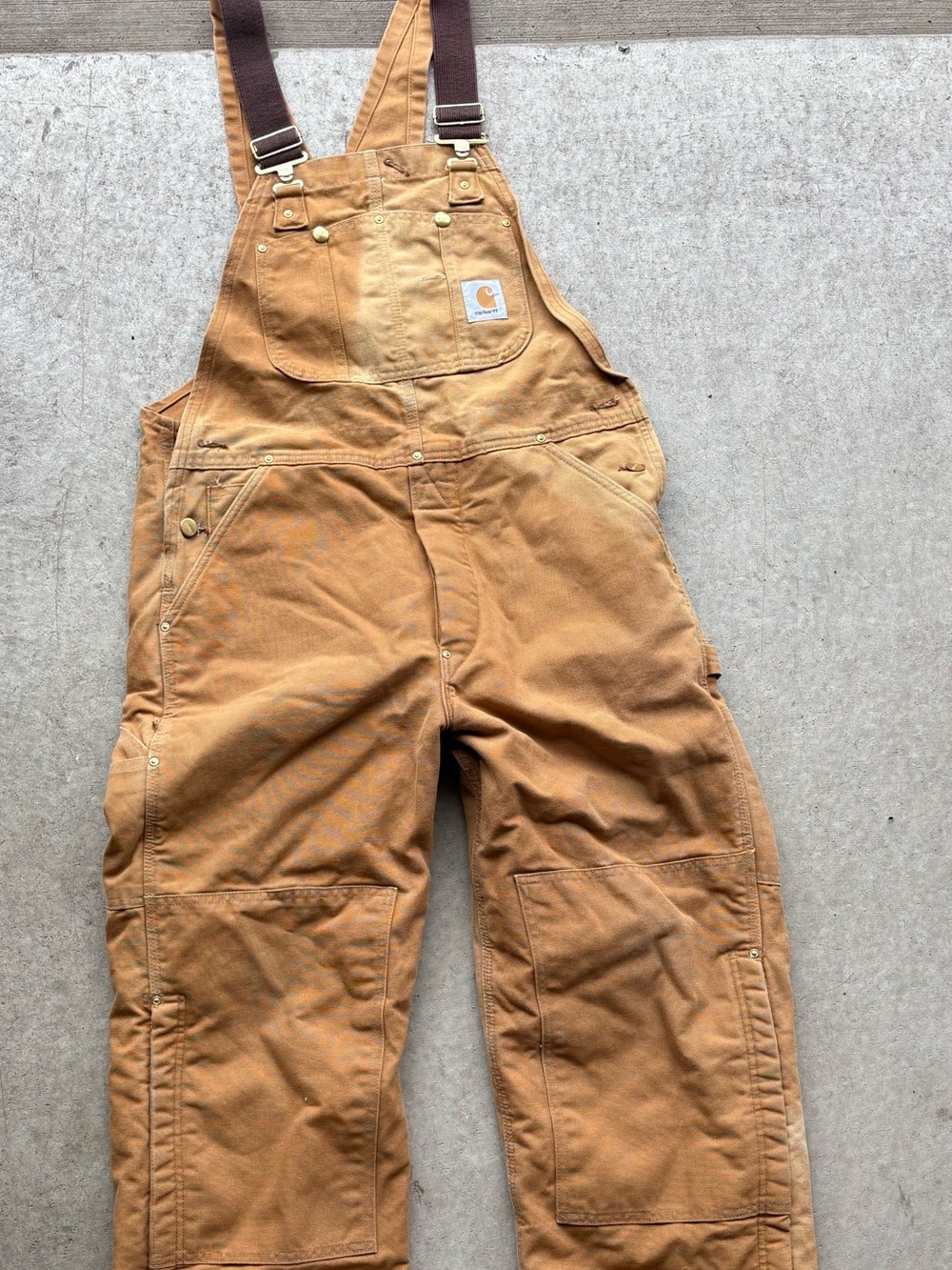 Carhartt Brown Quilt Lined Insulated Bib Overalls